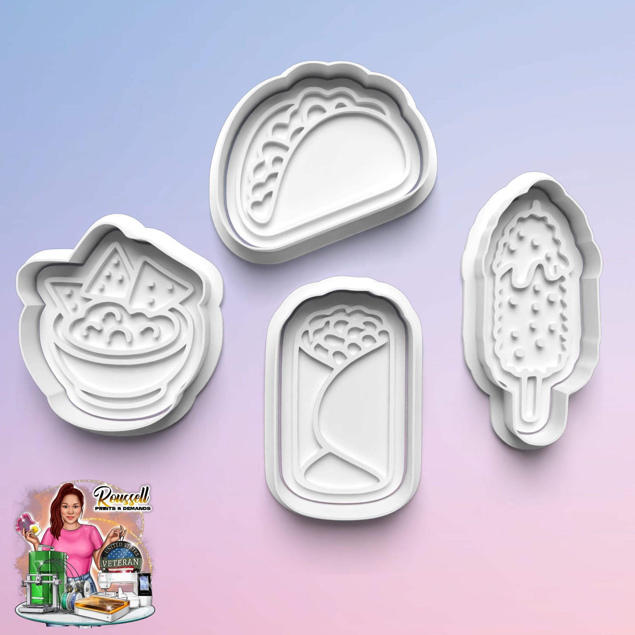 Mexican Food Theme: 3D Printed Fondant, Clay Cutter Cookie cutter