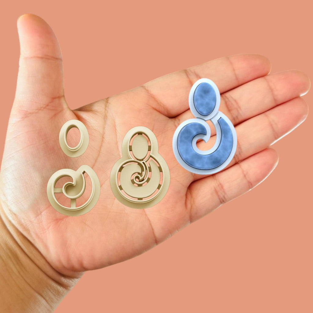 Wave Earring with Precious Stone C Cutters Polymer Clay cutter