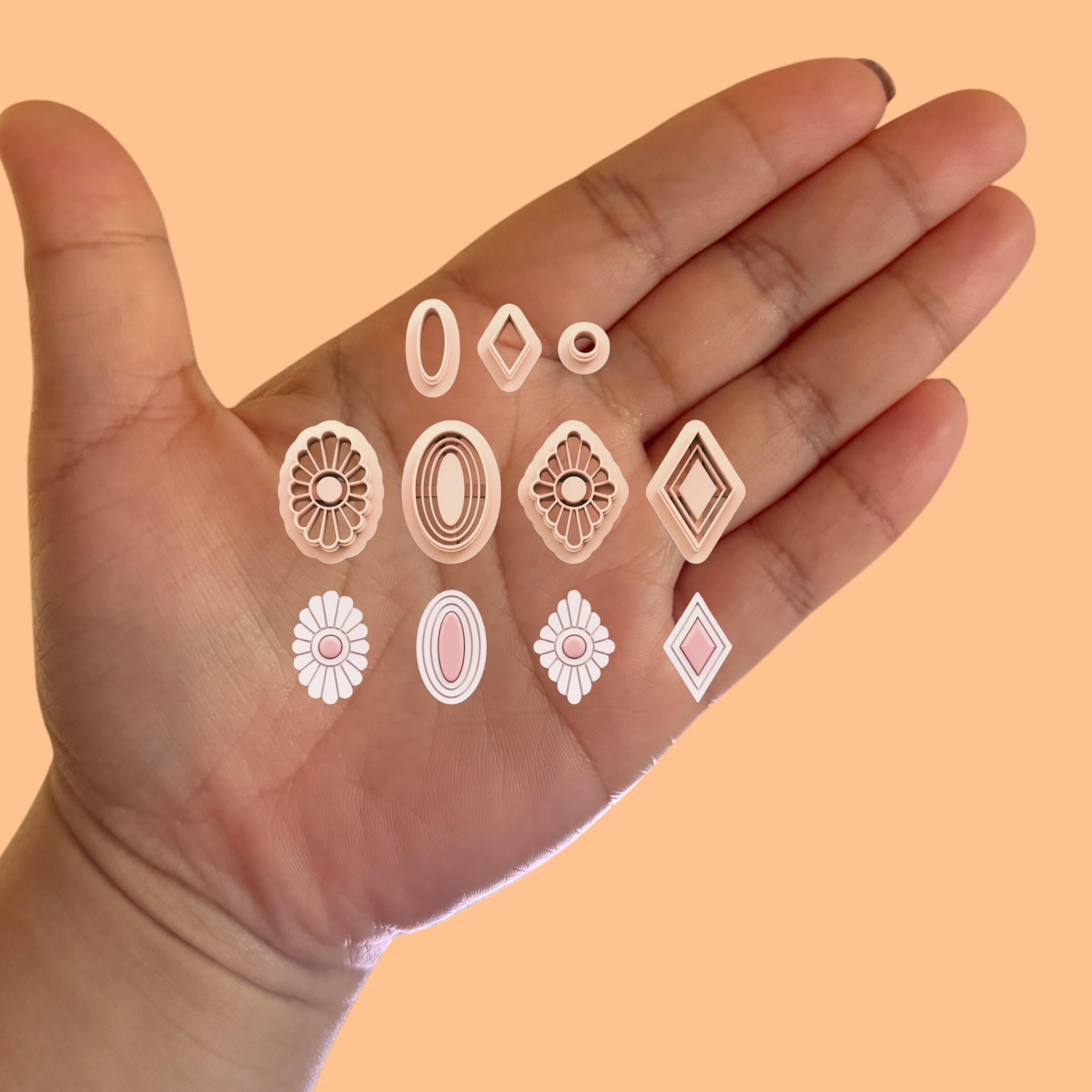 Art Deco Earring Pack with Precious Stones B Polymer clay cutter