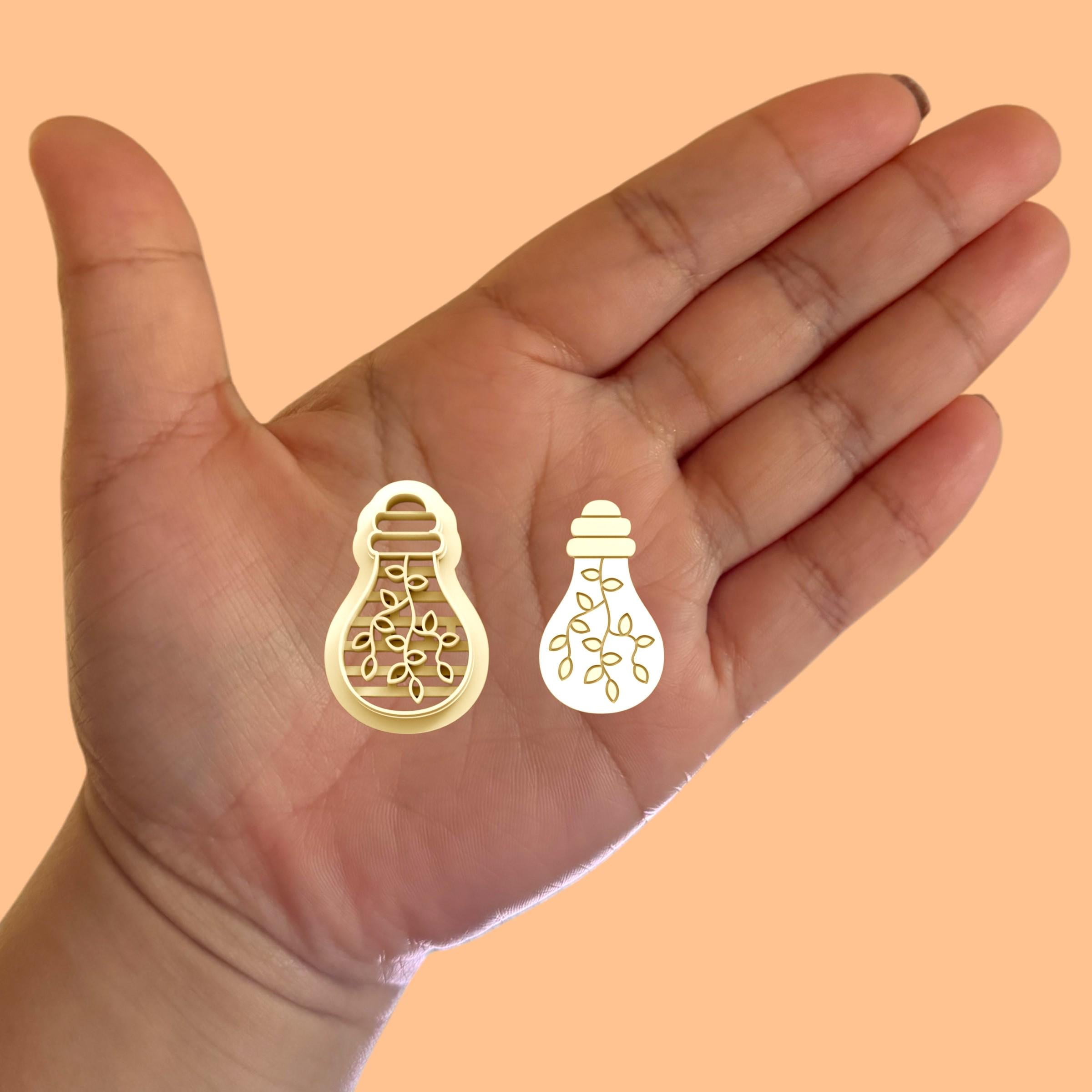Light Bulb with Leaves Polymer clay cutter