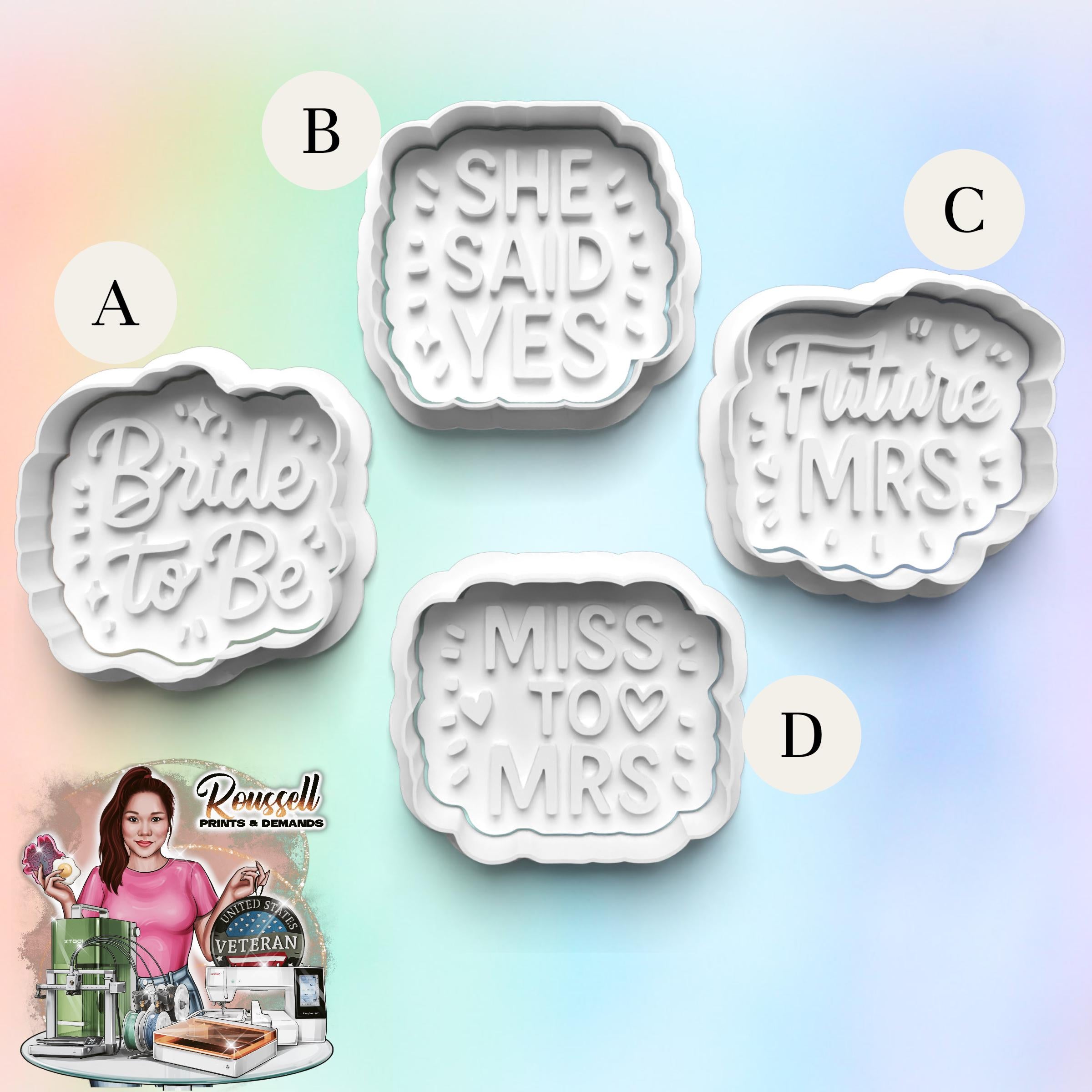 Wedding Theme Cookie Cutter: 3D Printed Fondant & Clay Cutter