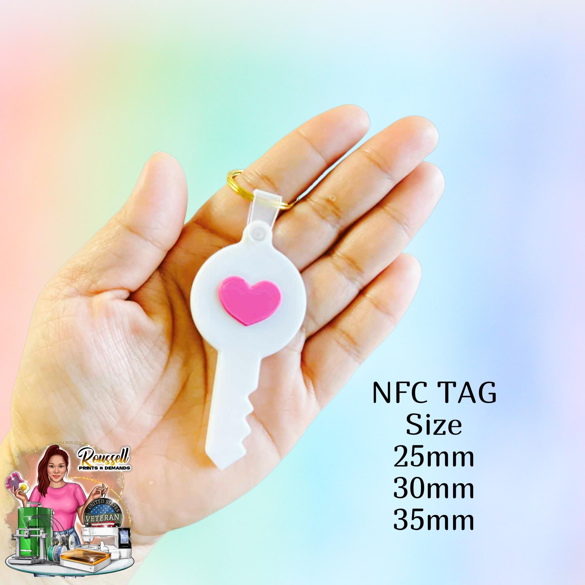 Key NFC keychain 3d Printed