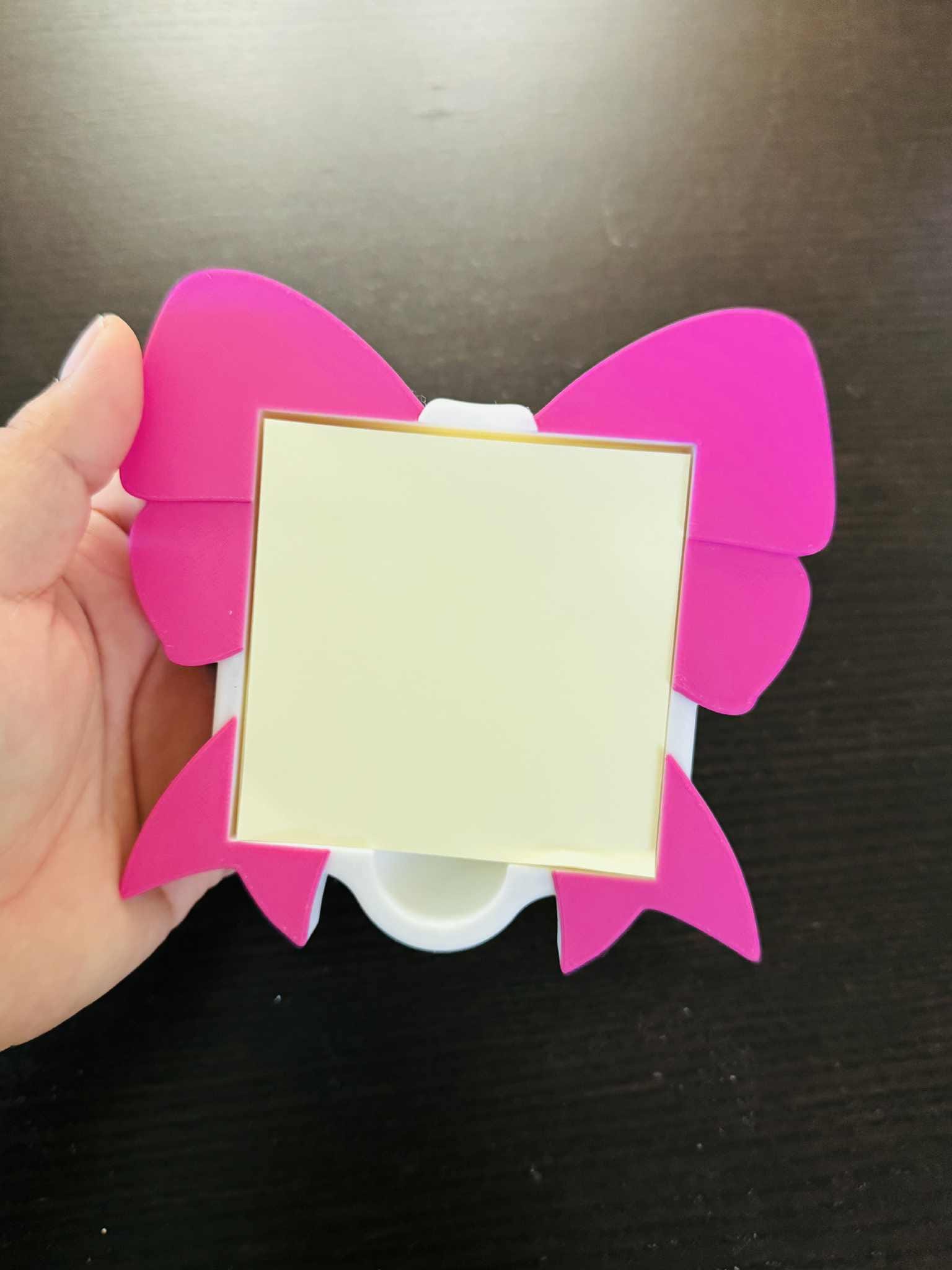 Ribbon bow Sticky Note Holder 3d printed no resin added