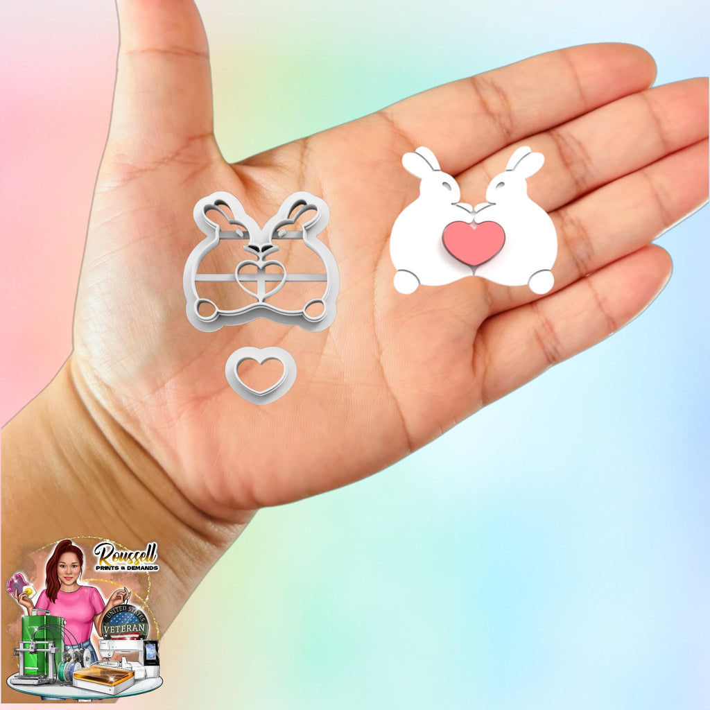 Loving Bunny Valentines Polymer clay Cutter