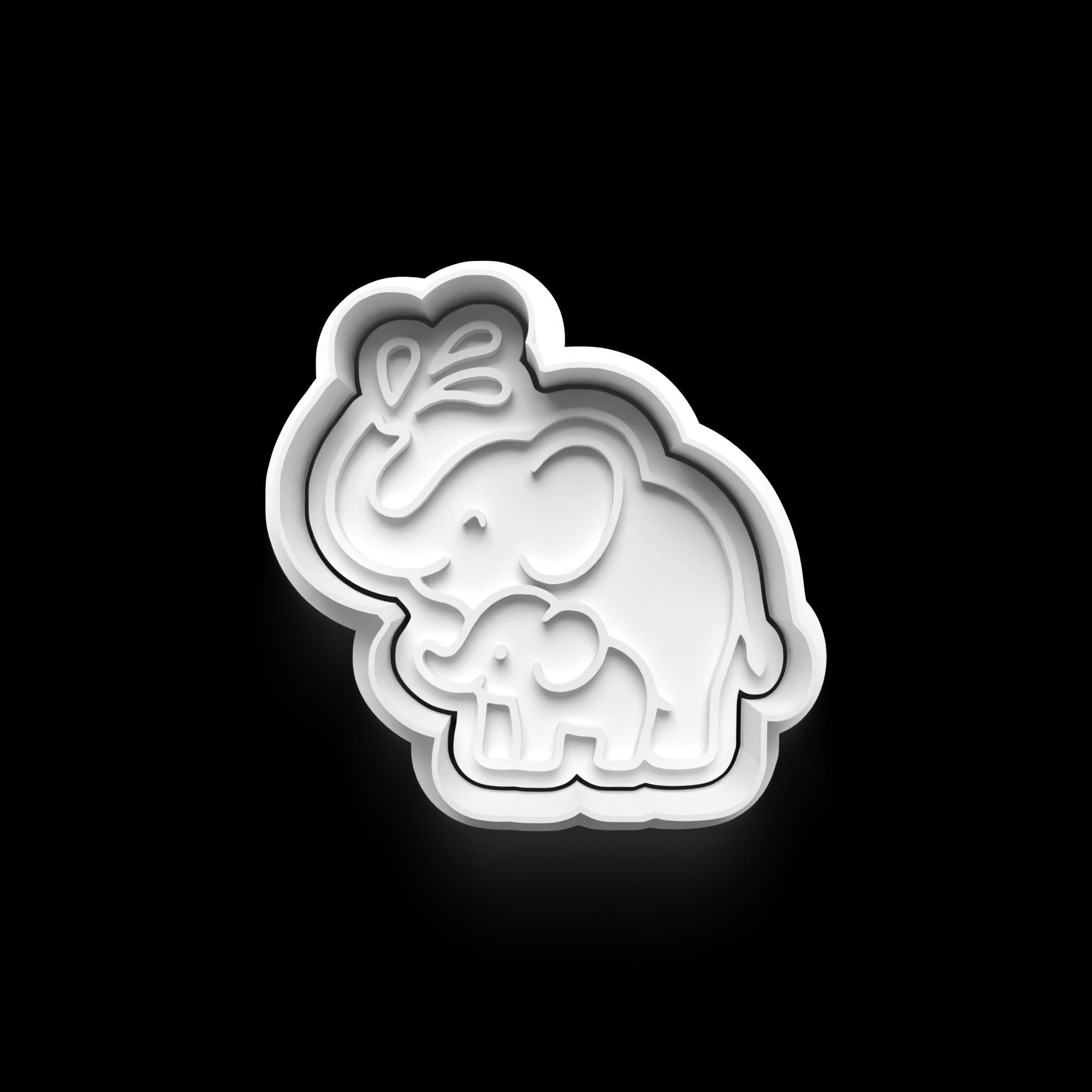 Elephant Family Cookie Cutter: 3D Printed Fondant Cutter