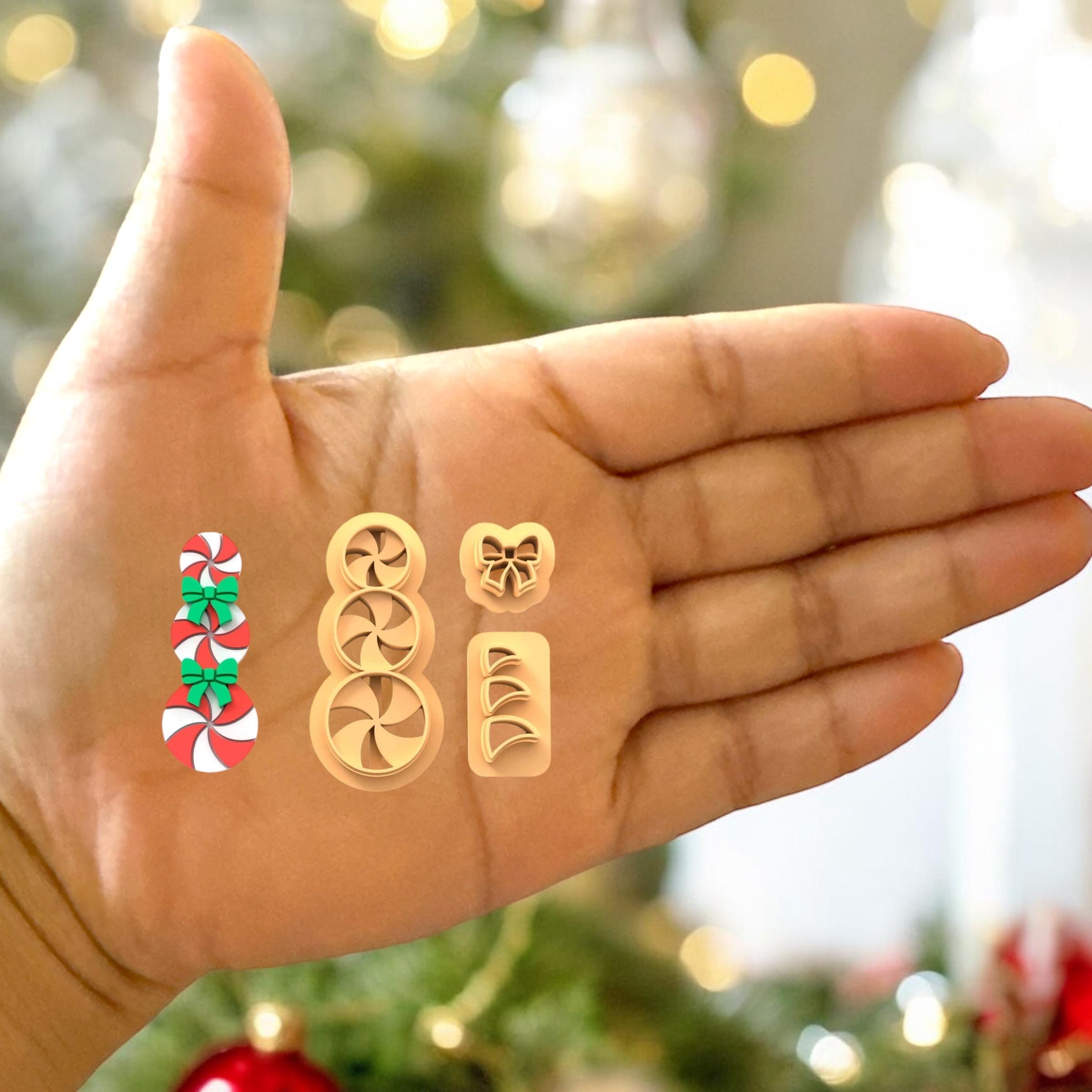 Christmas Candy Polymer Clay Cutter Set: Holiday Ribbon Design
