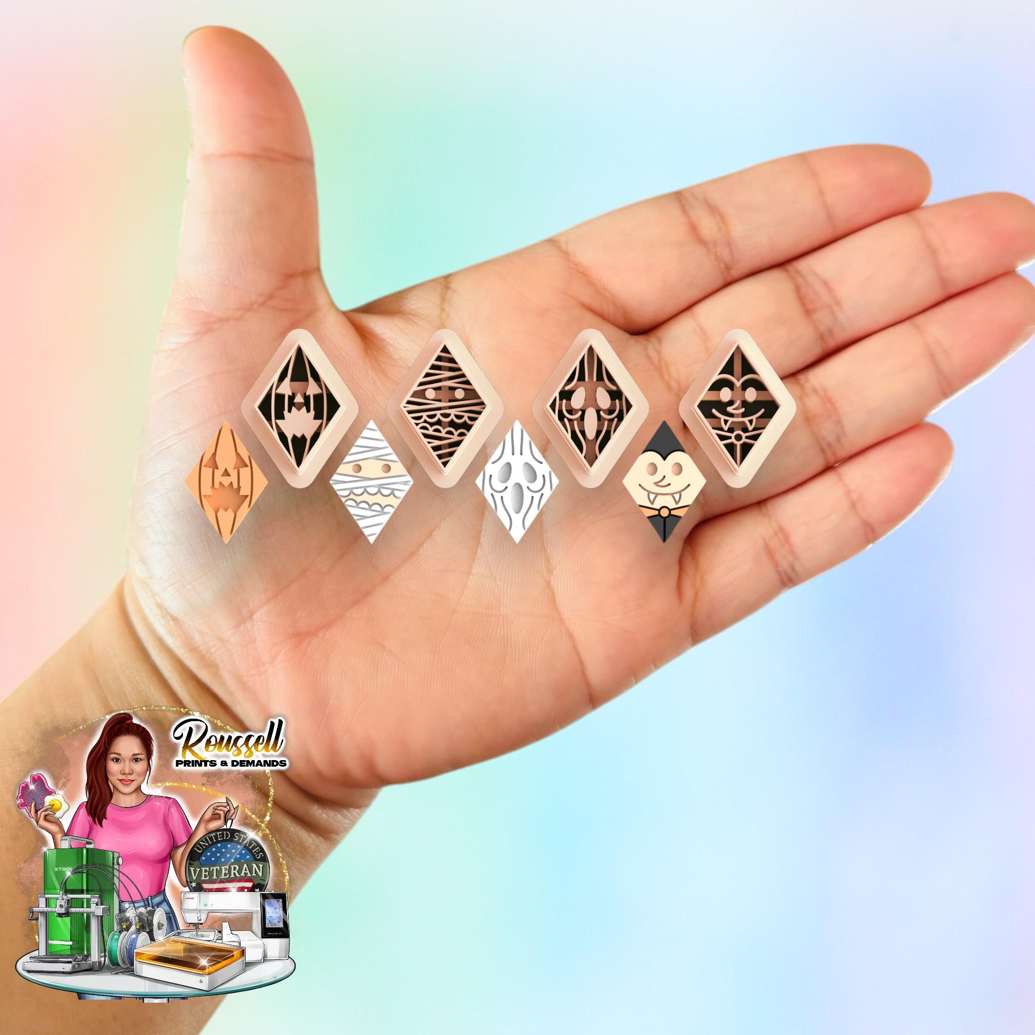 Rhombus Monsters Pack Clay Cutters 3D printed Cutters