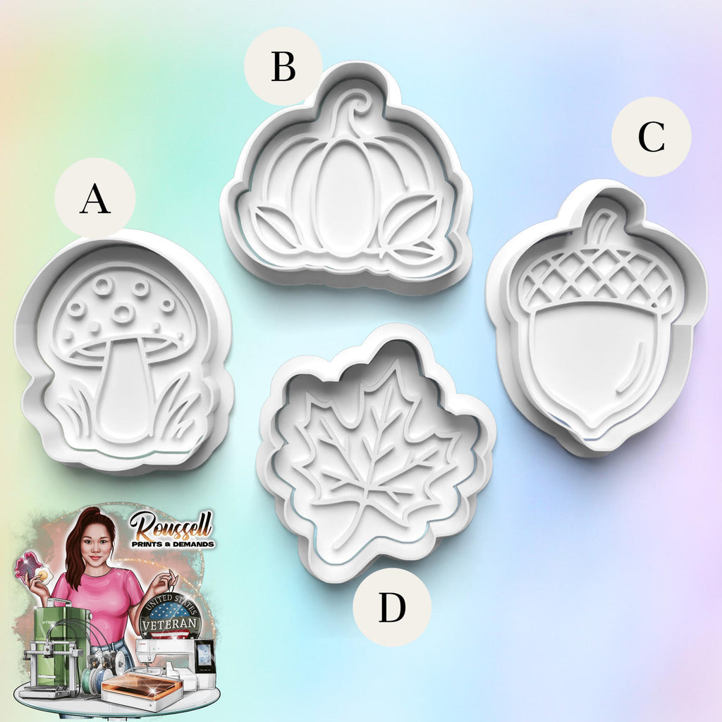 Fall Autumn Theme Cookie Cutter: 3D Printed Fondant & Clay Cutter