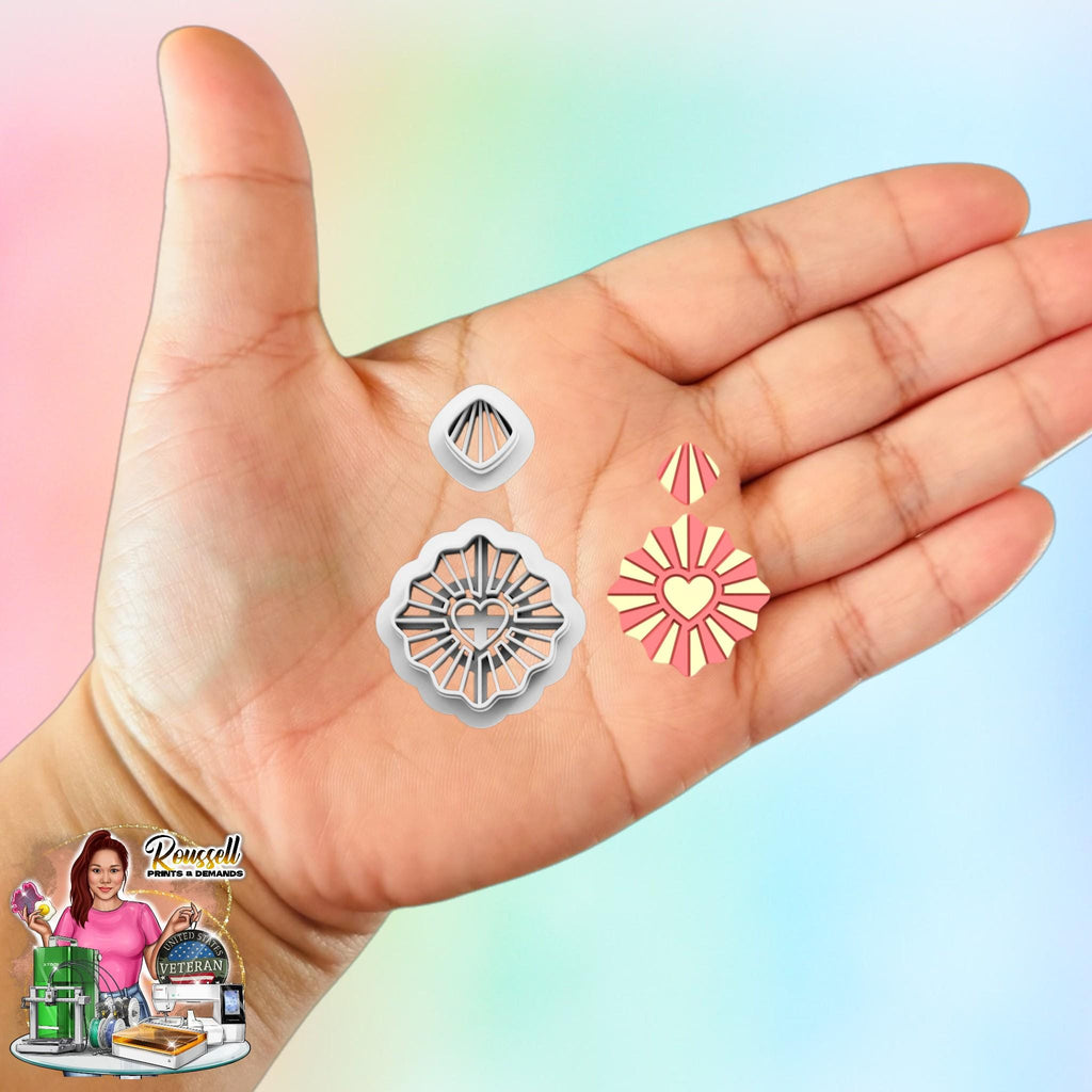 Sunburst Heart Earring Combo Clay Cutter