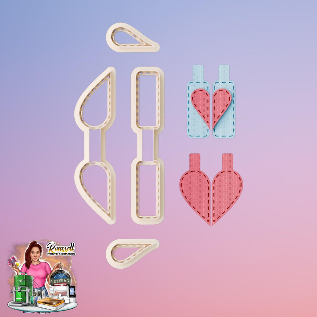 Half Heart Pack Keychain Clay Cutter, Stitch Keychain Cutters