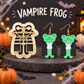 Vampire Frog Clay Cutter Set with polymer clay earring example – Halloween Count Frogula vampire design by Roussell Prints