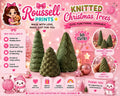 Knitted Christmas trees 3D printed set in multiple sizes with realistic cable knit texture in forest green holiday decor