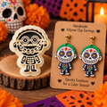Sugar Skull Boy Clay Cutter Set with polymer clay earring example – Día de los Muertos design by Roussell Prints