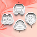 Safari Theme Cookie Cutter Set: Lion, Jeep, Binoculars, Hat (3D Printed)