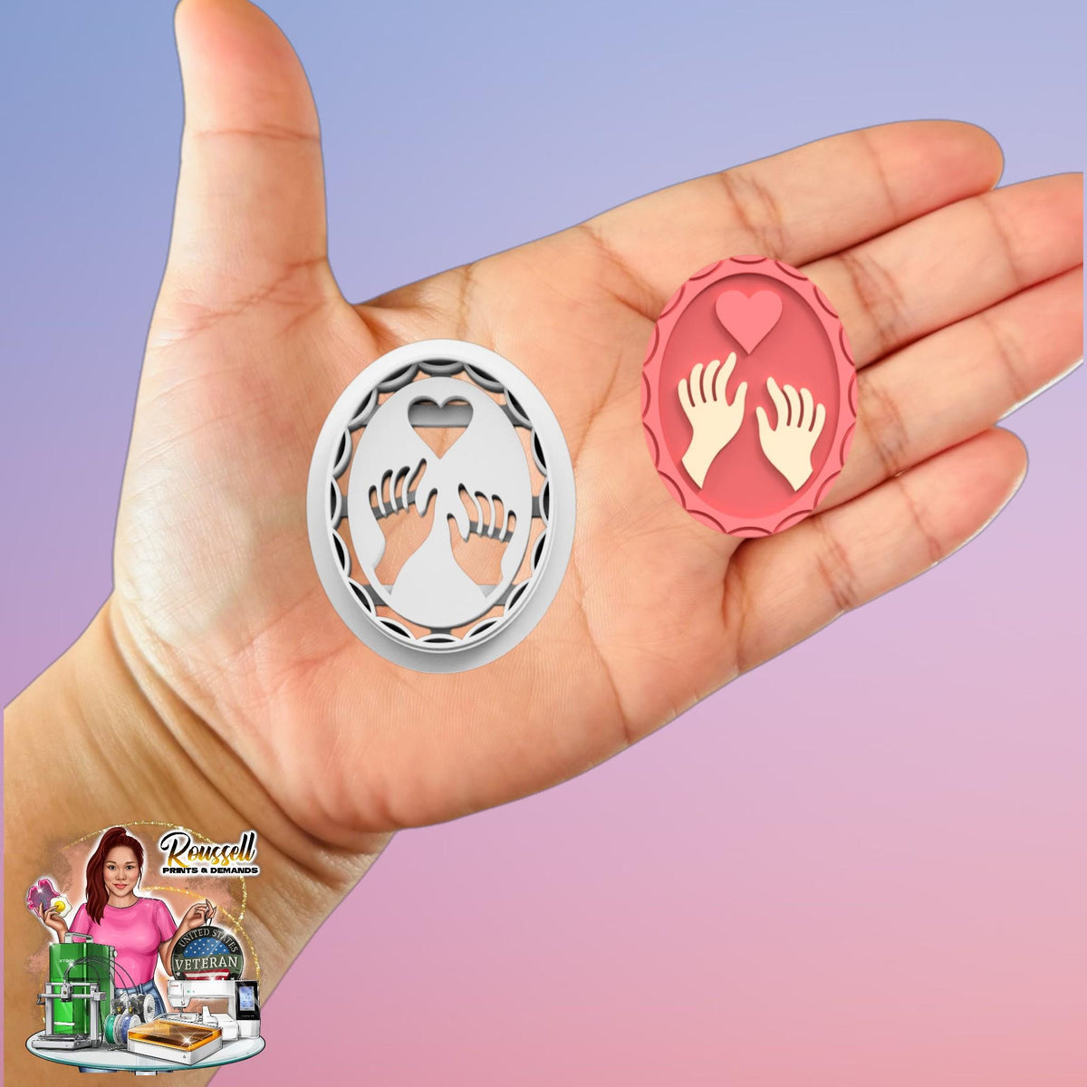 Earring Hands of Love Polymer clay cutter