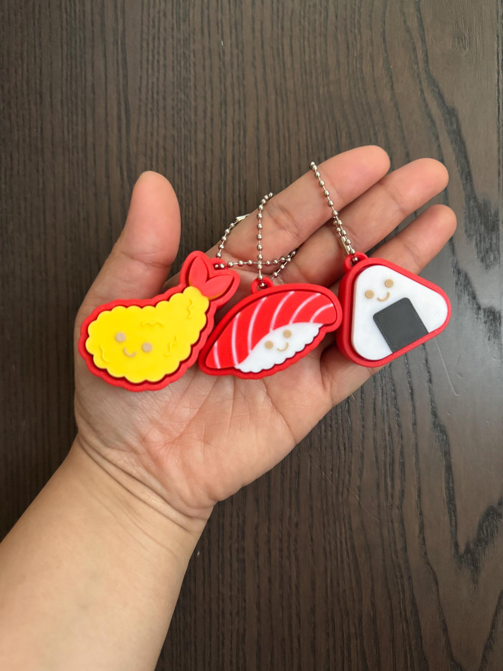 Sushi Theme Clicker Keychain: Onigiri, Tempura