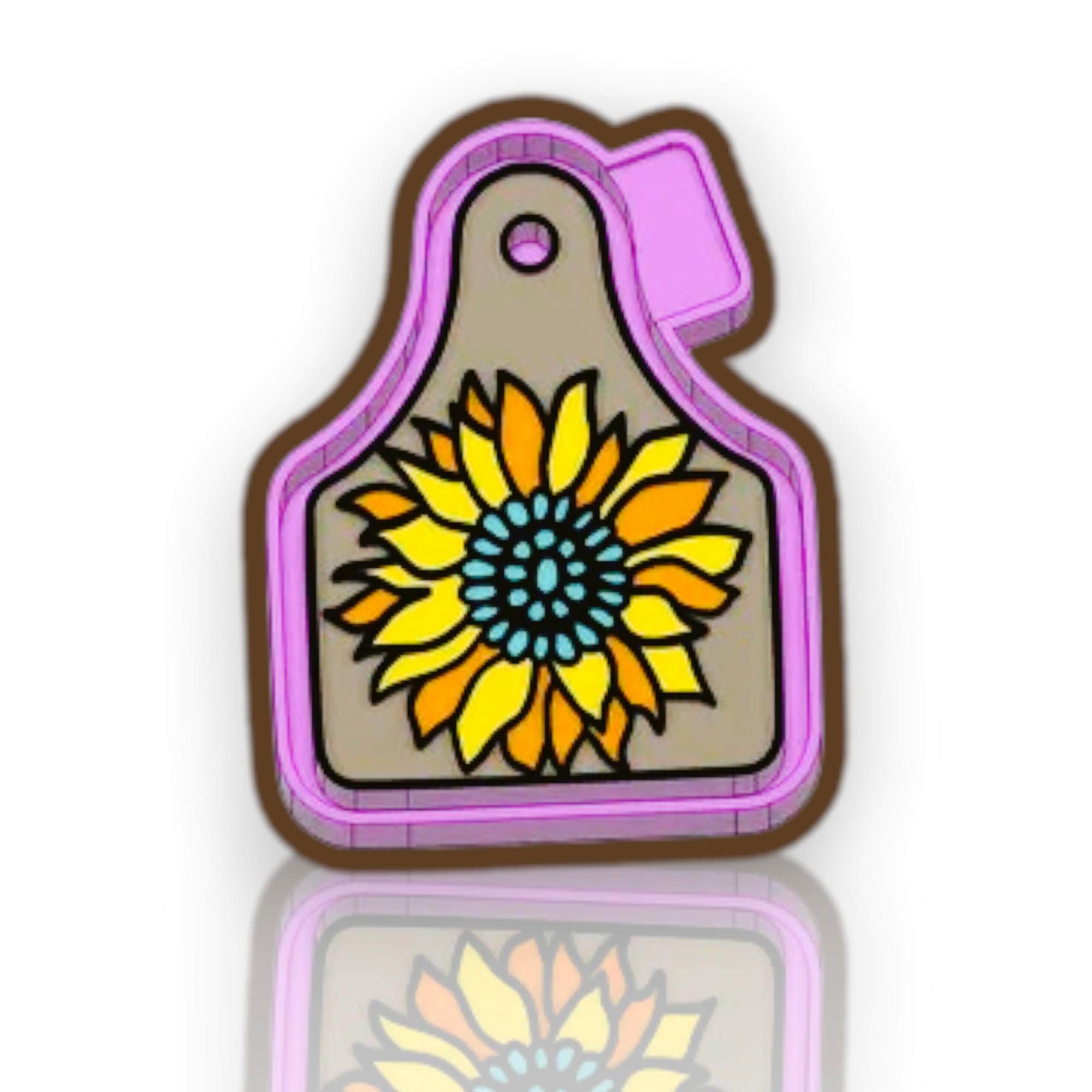 Cow tag sunflower silicon Mold / Molder