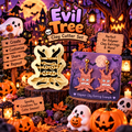 Evil Tree Clay Cutter Set with polymer clay earring example – spooky Halloween design by Roussell Prints