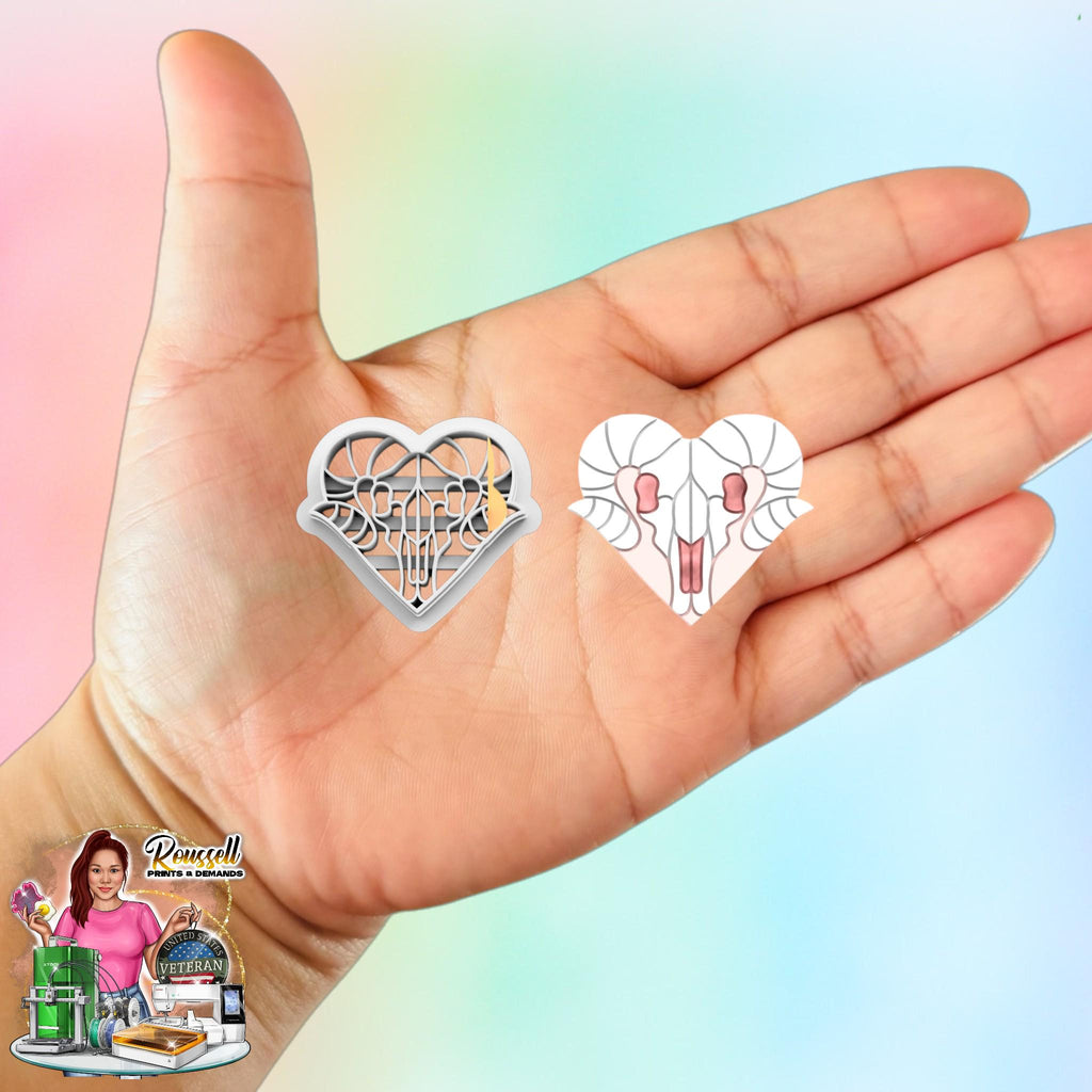 Rams Skull Heart Polymer clay cutter