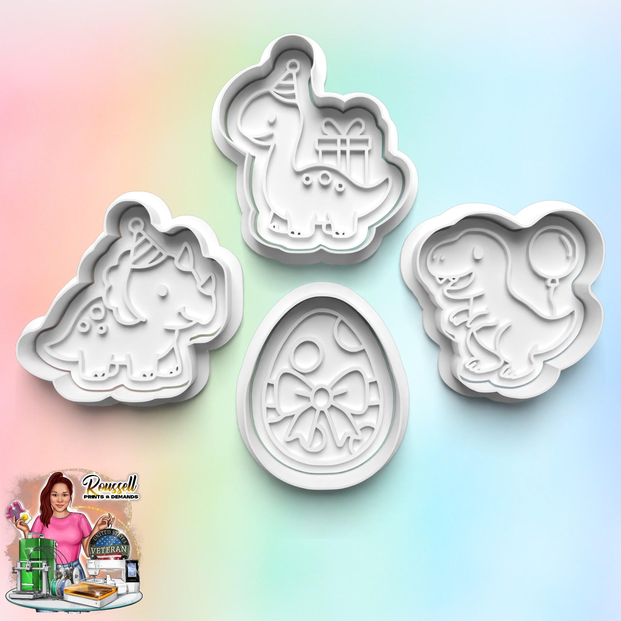 Birthday Dino Theme: 3D Printed Fondant, Clay Cutter, Cookie cutter