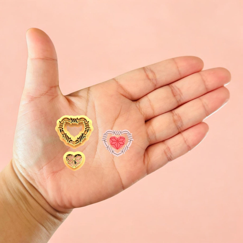 Valentines cutter Barbed Wire heart with Ruby Heart