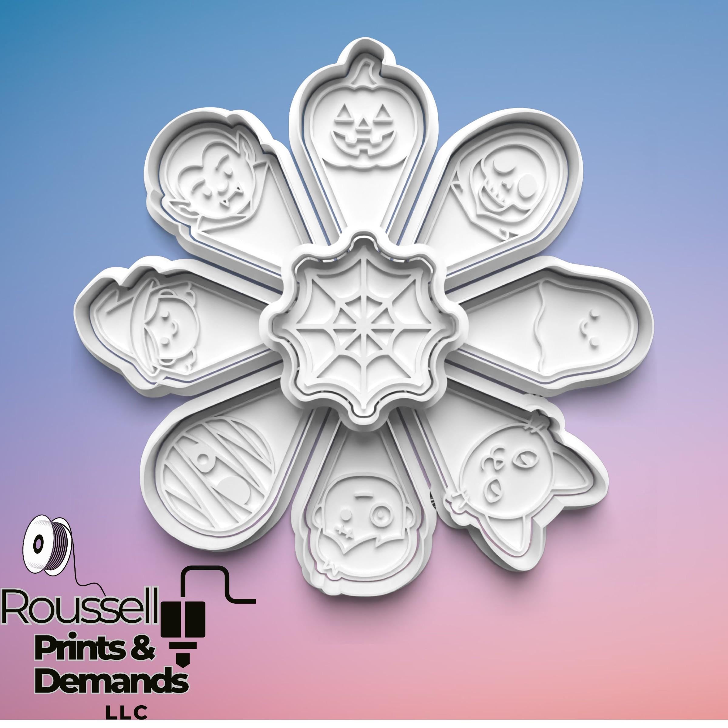 Halloween Cookie Cutter Set: 3D Printed Fondant & Clay Cutters