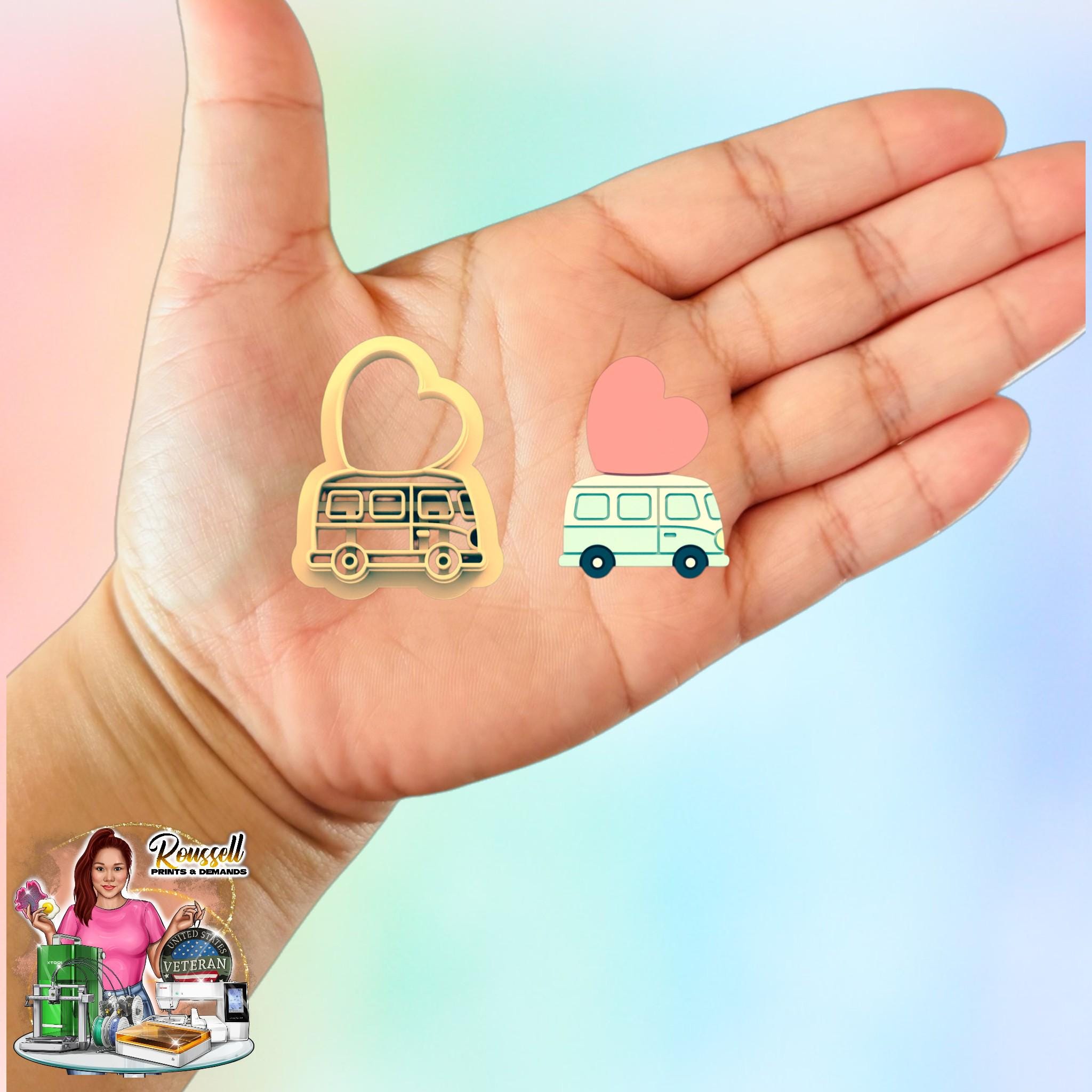 Bus with Hearts Clay Cutters