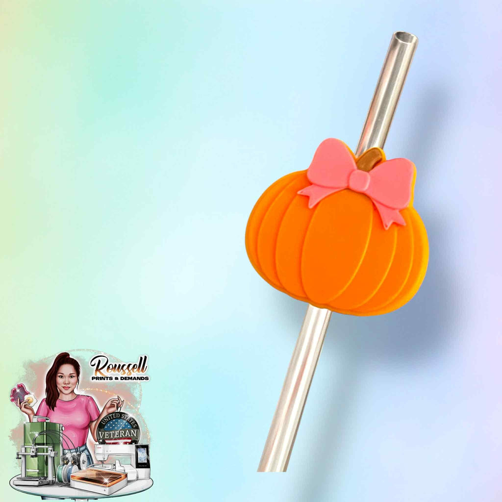 Pumpkin 3d printed straw topper 2 sizes