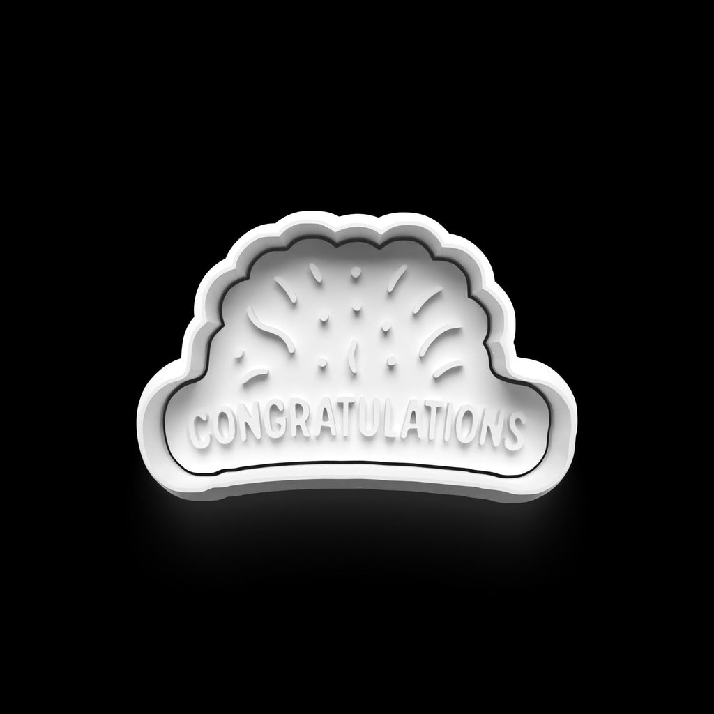 Congratulation  Theme Cookie Cutter: 3D Printed Fondant & Clay Cutter