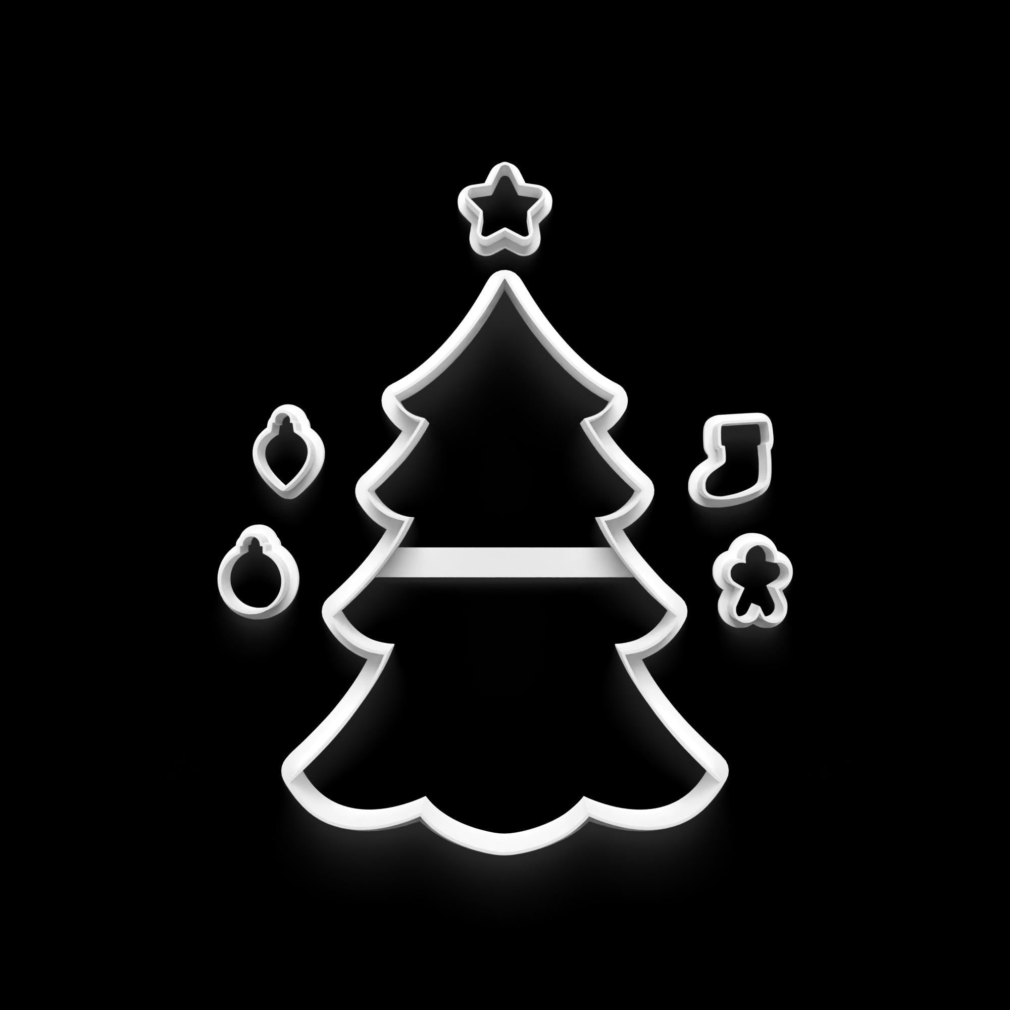 Christmas tree with ornament Cutter: 3D Printed Fondant & Clay Cutter