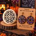 Stained Glass Spider Web Clay Cutter Set with polymer clay earring example – Halloween spiderweb design by Roussell Prints