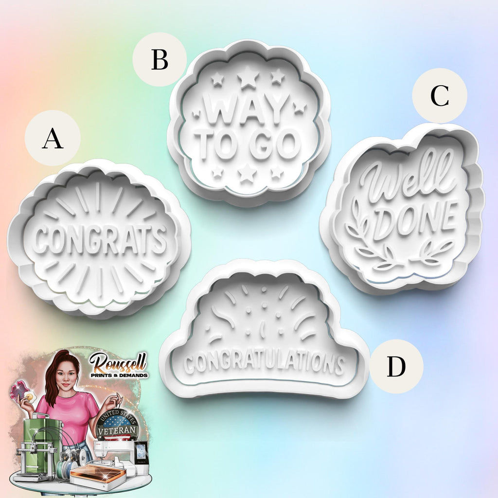 Congratulation  Theme Cookie Cutter: 3D Printed Fondant & Clay Cutter