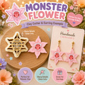Monster Flower Clay Cutter and polymer clay earring example by Roussell Prints