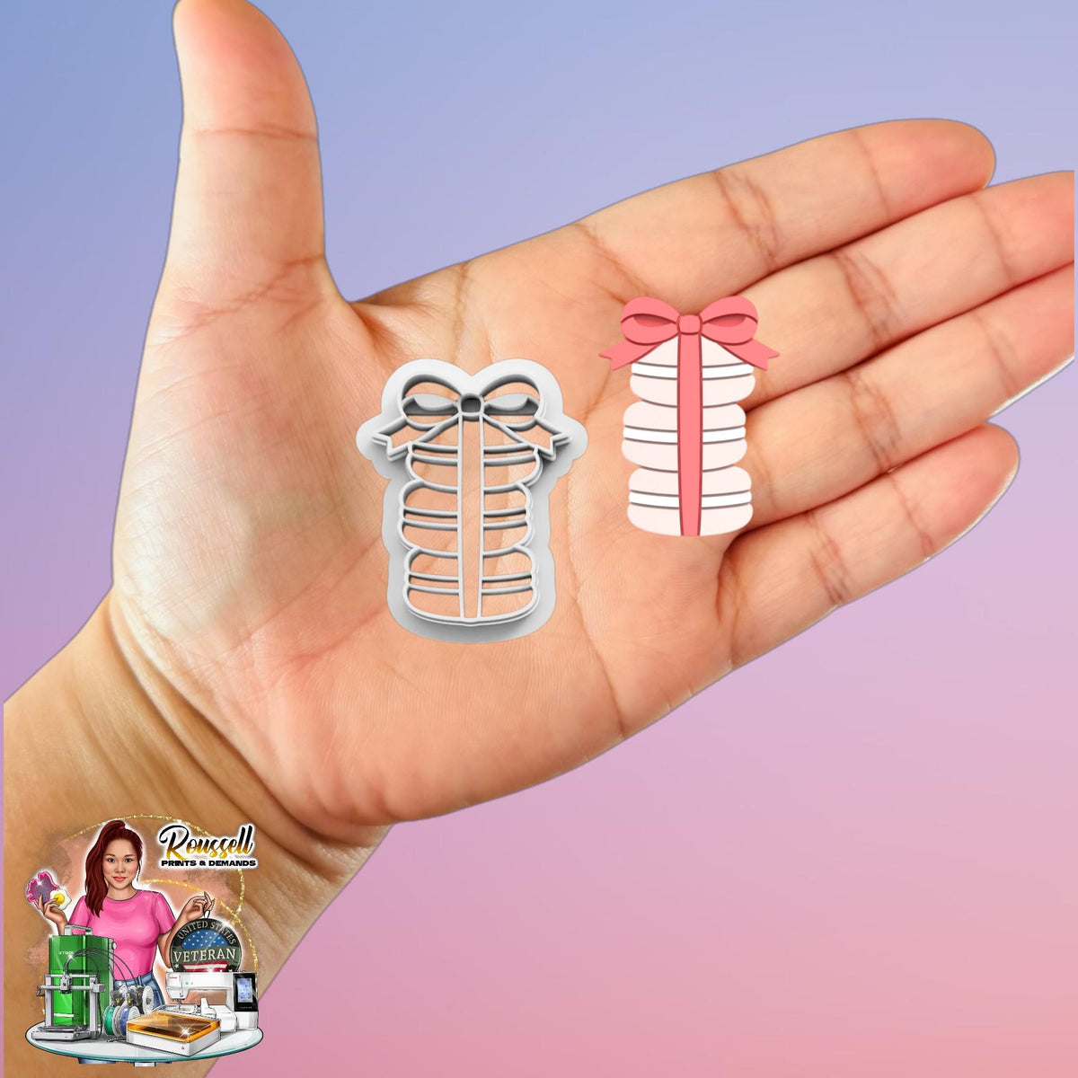 Gift Macarons with Ribbon Polymer clay cutter