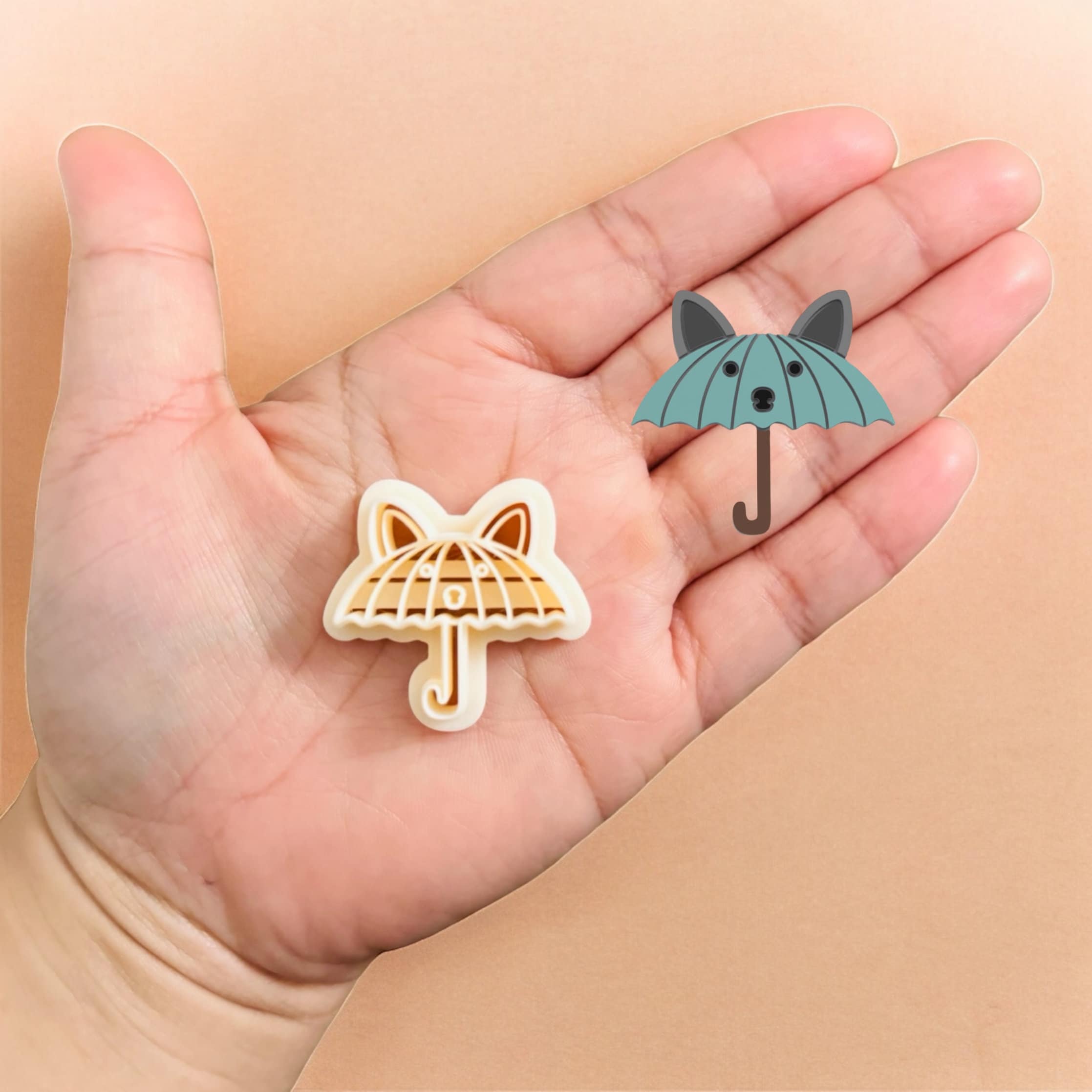 Umbrella Cat Polymer Clay Cutter: 3D Printed Craft Tool