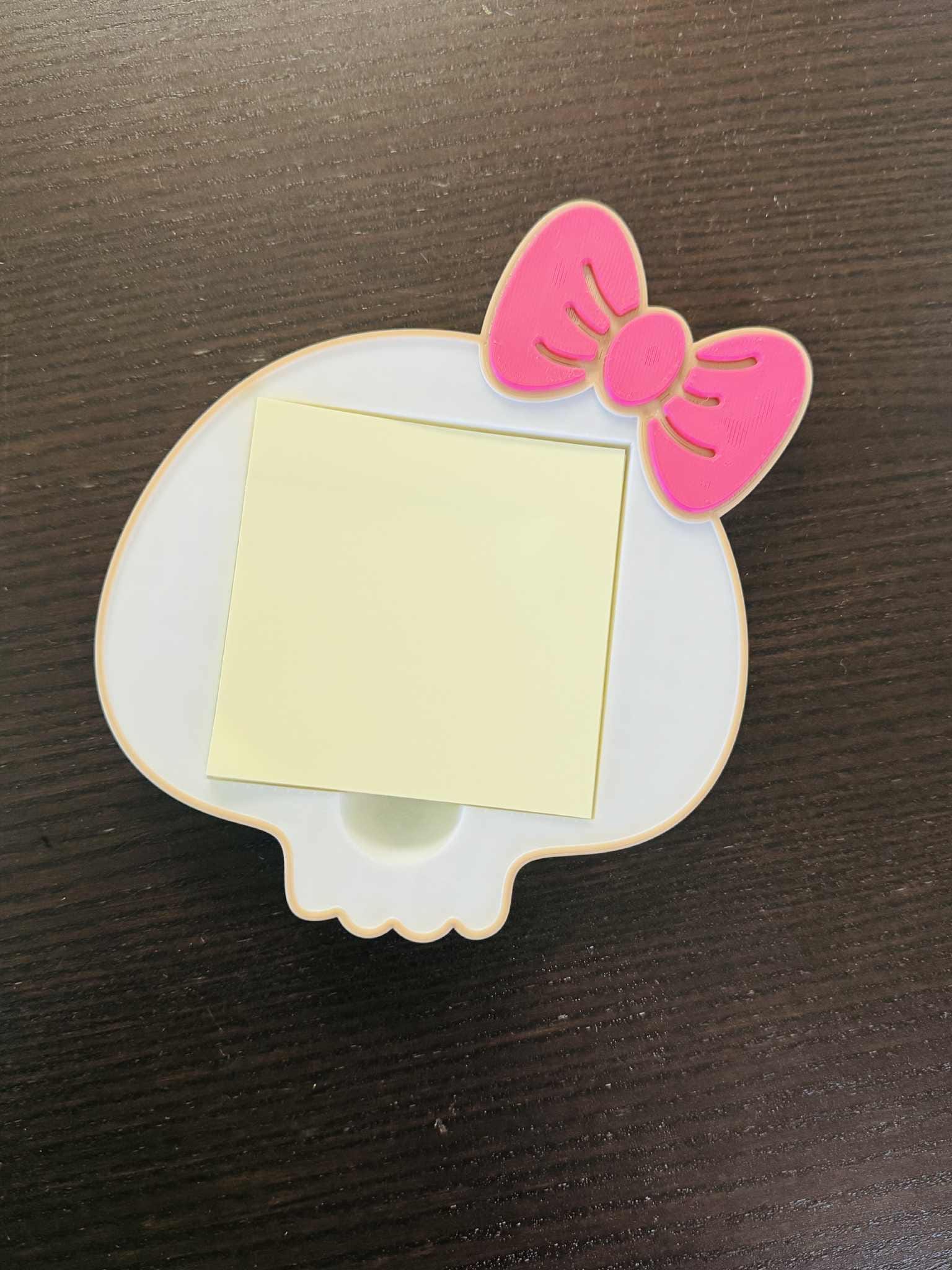 Skull Bow Sticky Note Holder 3d printed no resin added
