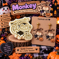 Monkey Clay Cutter Set with polymer clay earring example – kawaii Halloween vampire monkey design by Roussell Prints