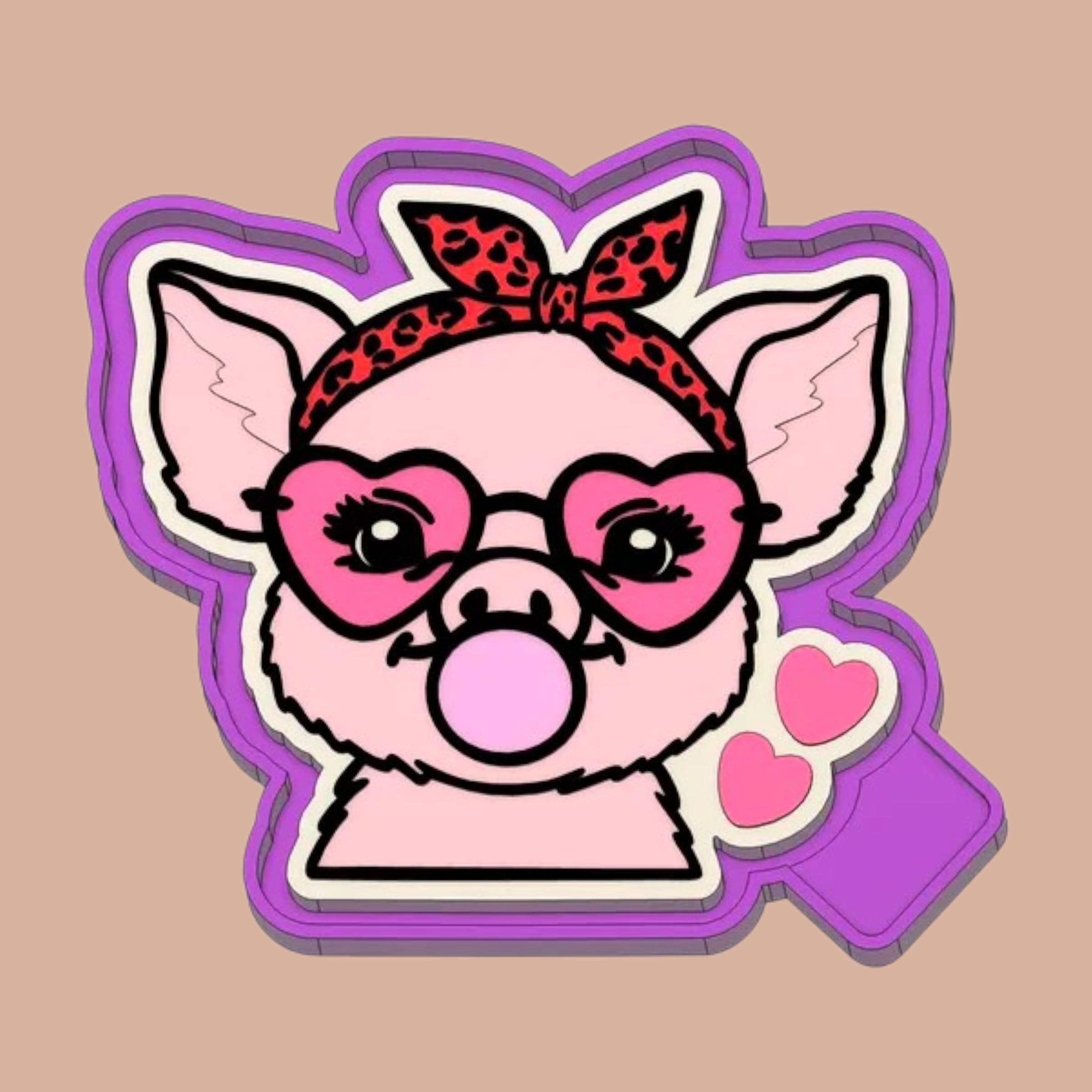 Pig Bubble Gum Freshie 3d molder