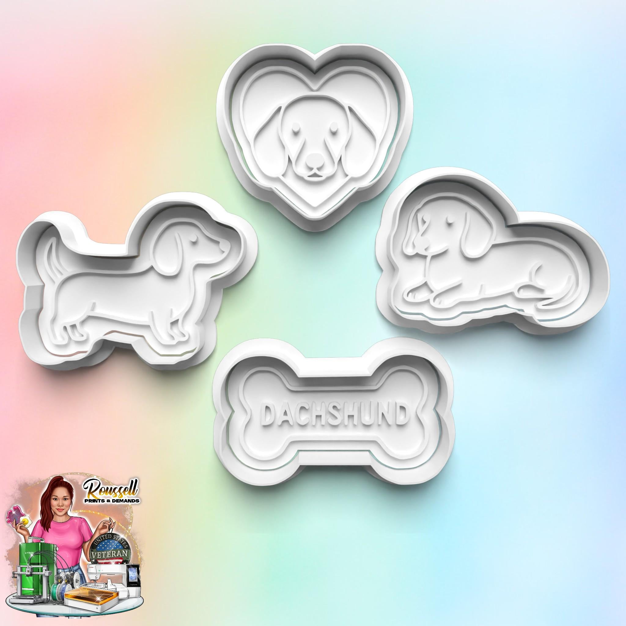 Dachshund Theme: 3D Printed Fondant , Clay Cutter, Cookie cutter