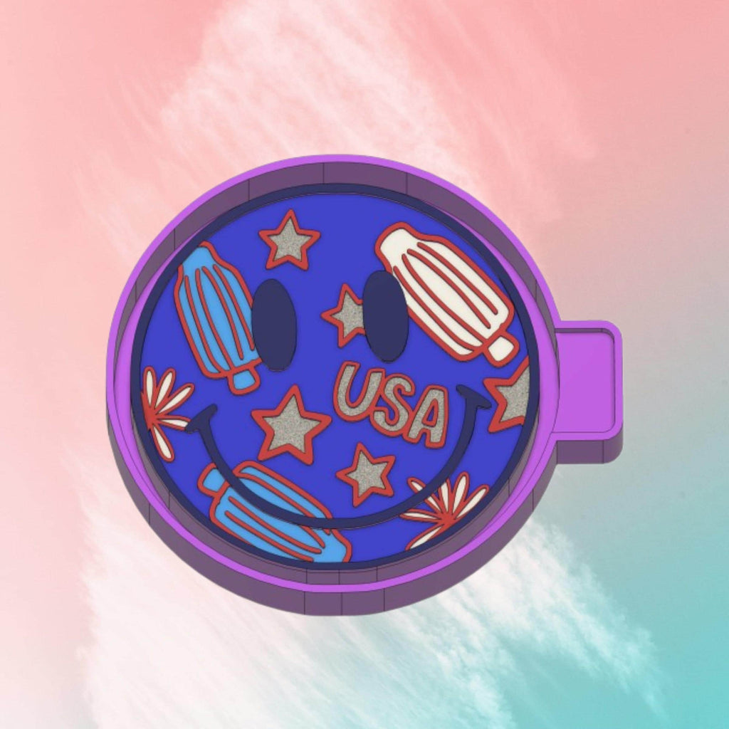 Patriotic Smiley Face Freshie Silicon Mold / Molder