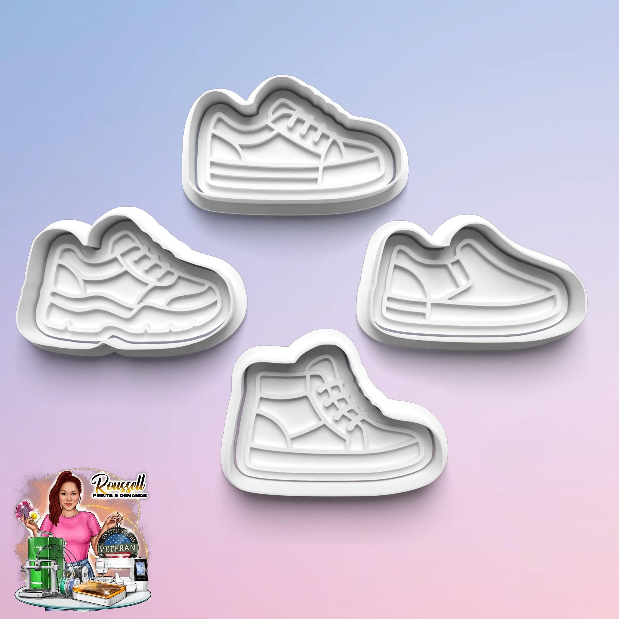 Sneaker Theme: 3D Printed Fondant, Clay Cutter Cookie cutter