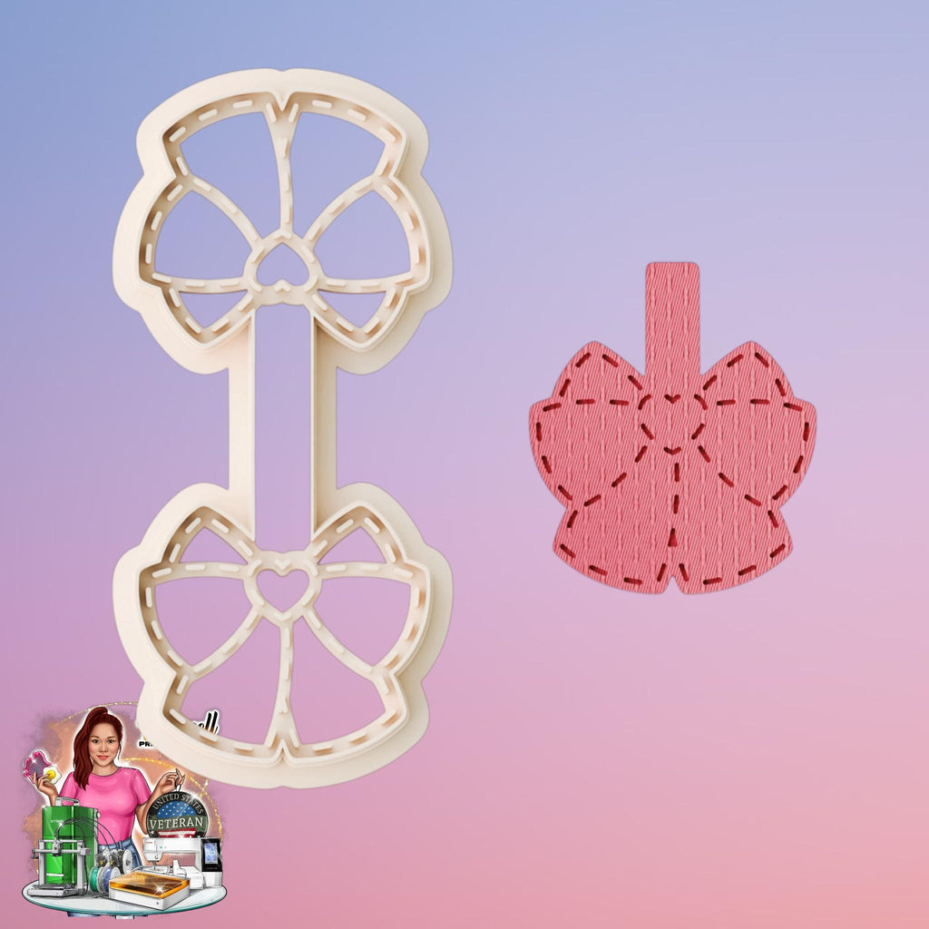 Heart Ribbon B Keychain Clay Cutter Stitch Keychain Cutters