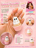 Ghost cupcake clicker keychain kawaii white ghost on pink cupcake with click sound