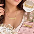 Custom Name Bar Necklace in gold stainless steel with personalized engraving by Roussell Prints
