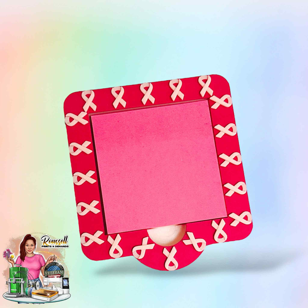 Pink ribbon Sticky Note Holder 3d printed no resin added