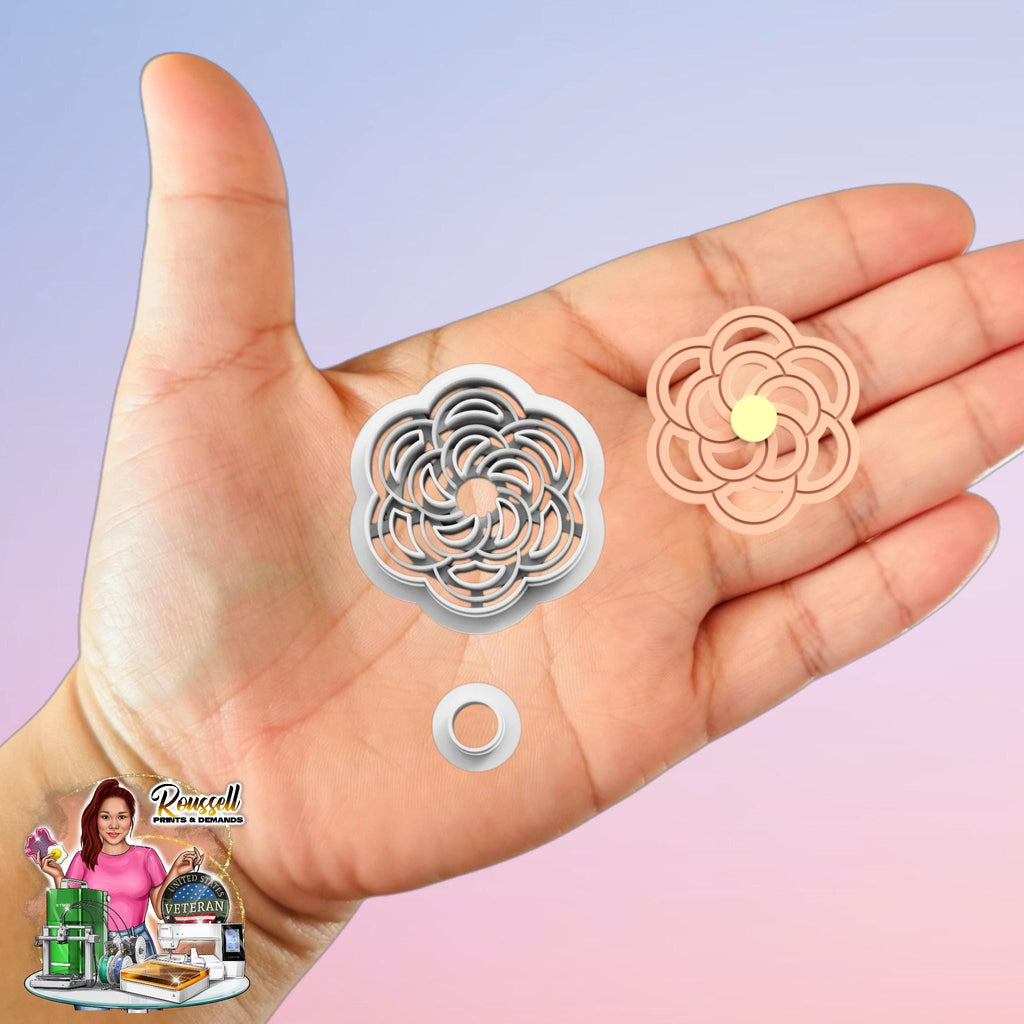 Ornamental Blossom Outline B Clay cutter 3d Printed