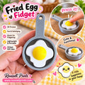 3D-printed Fried Egg Fidget shown being pressed and used as a lightweight portable tactile toy