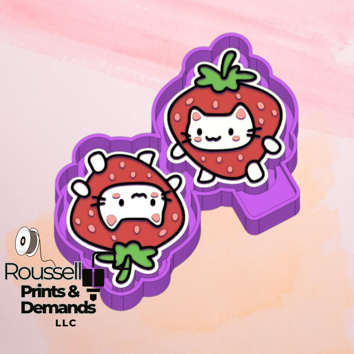 Strawberry Cat Vent clip Freshie  Mold/ 3d molder