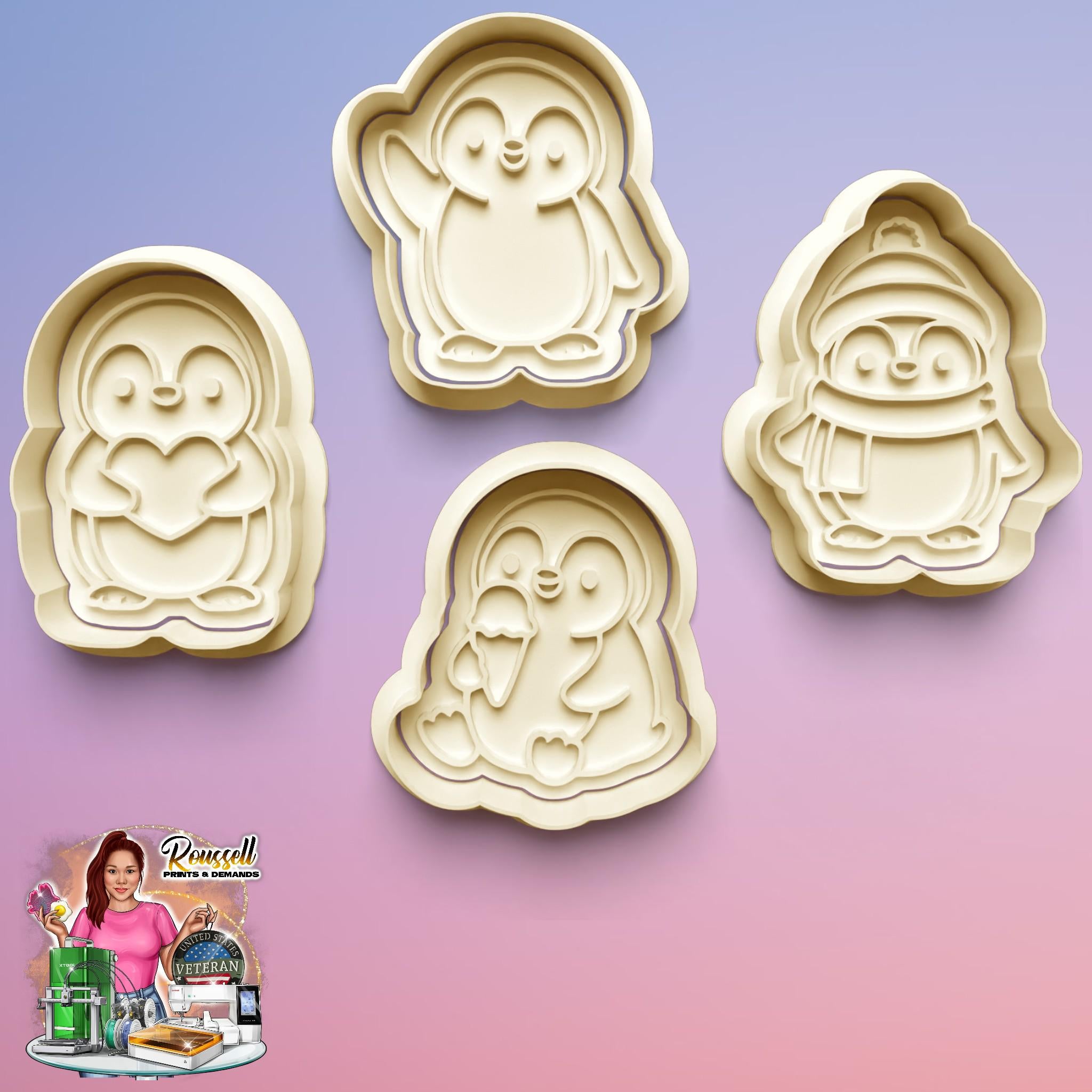 Penguin Cookie Cutter/ Clay Cutter: 3D Printed Fondant & Clay Cutter