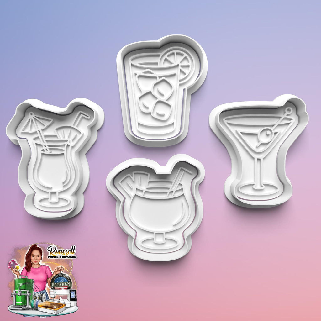 Cocktail Theme: 3D Printed Fondant, Clay Cutter Cookie cutter